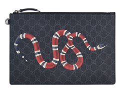 Gucci GG Bestiary Kingsnake Clutch, Canvas, Grey, 473904, 3*